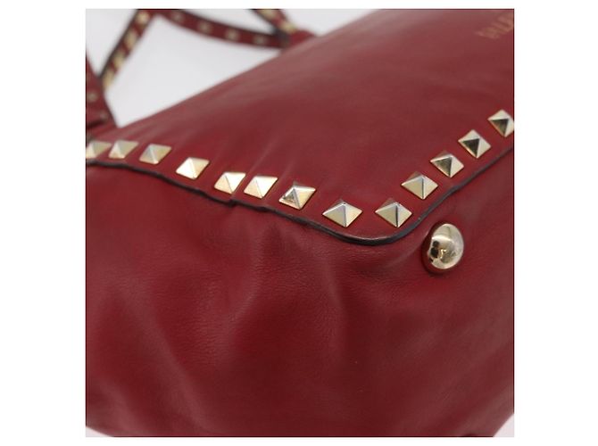 VALENTINO Borsa Rock Studs in pelle 2 in 1 Rossa Oro Auth BA12287 Rosso D'oro - vista 16