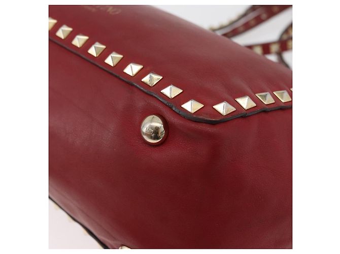 VALENTINO Borsa Rock Studs in pelle 2 in 1 Rossa Oro Auth BA12287 Rosso D'oro - vista 17