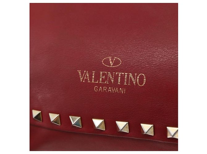 VALENTINO Borsa Rock Studs in pelle 2 in 1 Rossa Oro Auth BA12287 Rosso D'oro - vista 18