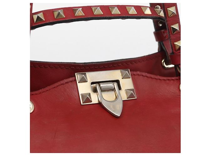 VALENTINO Borsa Rock Studs in pelle 2 in 1 Rossa Oro Auth BA12287 Rosso D'oro - vista 19
