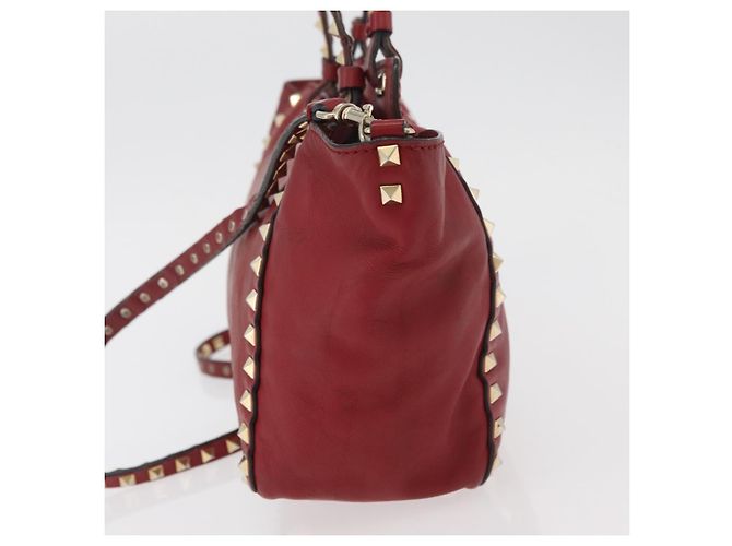 VALENTINO Borsa Rock Studs in pelle 2 in 1 Rossa Oro Auth BA12287 Rosso D'oro - vista 3