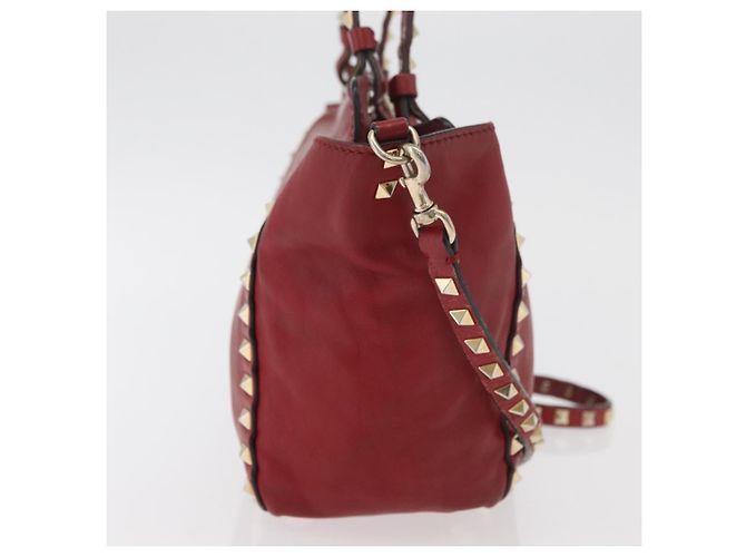 VALENTINO Borsa Rock Studs in pelle 2 in 1 Rossa Oro Auth BA12287 Rosso D'oro - vista 4