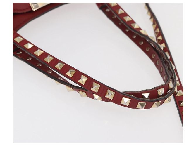 VALENTINO Borsa Rock Studs in pelle 2 in 1 Rossa Oro Auth BA12287 Rosso D'oro - vista 7
