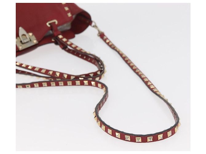 VALENTINO Borsa Rock Studs in pelle 2 in 1 Rossa Oro Auth BA12287 Rosso D'oro - vista 9