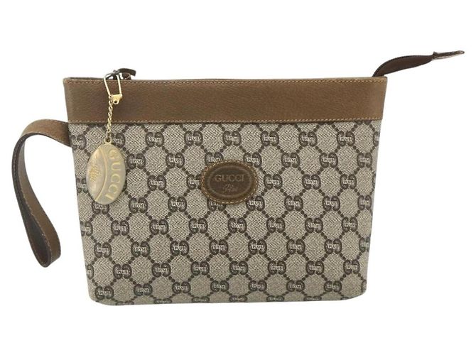 GUCCI GG Plus Supreme Clutch Bag PVC Oro Beige Auth bs34715 D'oro - vista 13