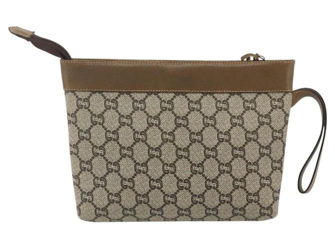 GUCCI GG Plus Supreme Clutch Bag PVC Oro Beige Auth bs34715 D'oro - vista 2