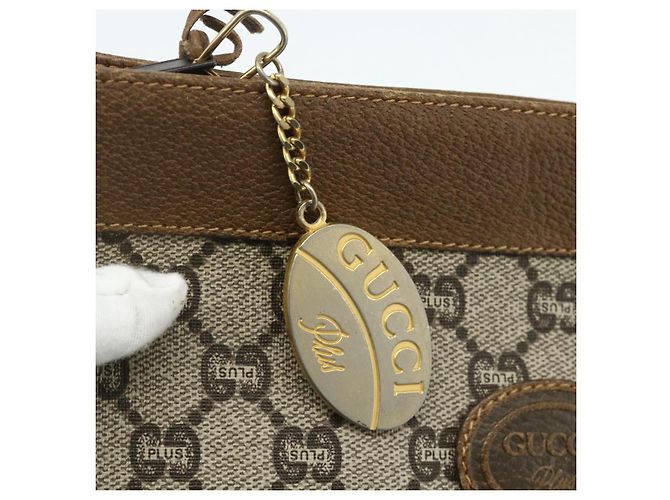 GUCCI GG Plus Supreme Clutch Bag PVC Oro Beige Auth bs34715 D'oro - vista 8