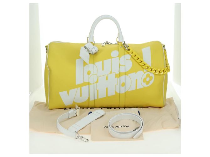 LOUIS VUITTON Borsa Keepall Bandoulière 50 Everyday Gialla M58748 LV Auth 162906SM Giallo Monogramma - vista 12