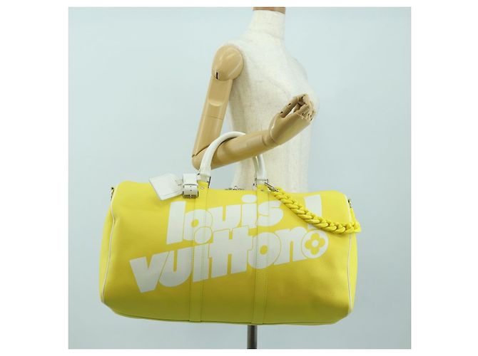 LOUIS VUITTON Borsa Keepall Bandoulière 50 Everyday Gialla M58748 LV Auth 162906SM Giallo Monogramma - vista 34