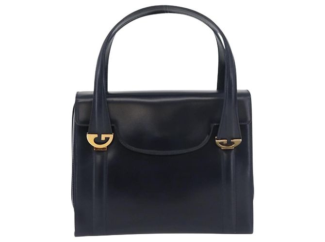 Borsa a mano GUCCI in pelle blu navy e oro Auth 176213 D'oro - vista 13