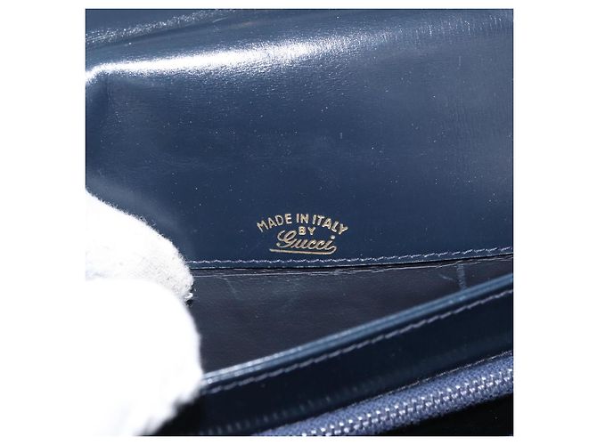 Borsa a mano GUCCI in pelle blu navy e oro Auth 176213 D'oro - vista 17