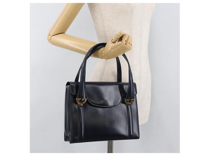 Borsa a mano GUCCI in pelle blu navy e oro Auth 176213 D'oro - vista 26
