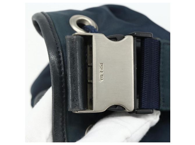 PRADA Borsa a Spalla in Nylon Blu Navy Argento Autentica bs34671 - vista 10
