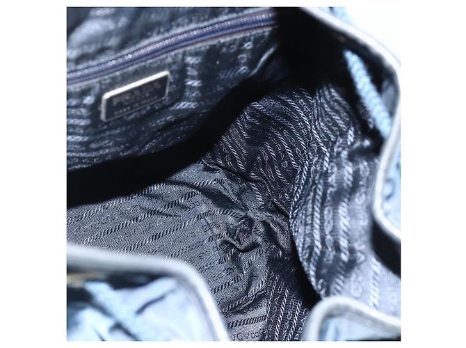 PRADA Borsa a Spalla in Nylon Blu Navy Argento Autentica bs34671 - vista 18