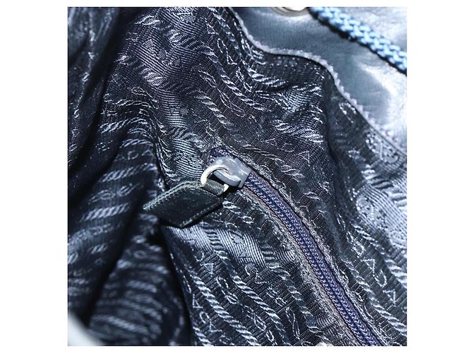 PRADA Borsa a Spalla in Nylon Blu Navy Argento Autentica bs34671 - vista 20