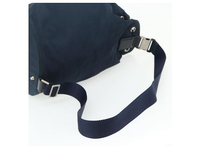PRADA Borsa a Spalla in Nylon Blu Navy Argento Autentica bs34671 - vista 7