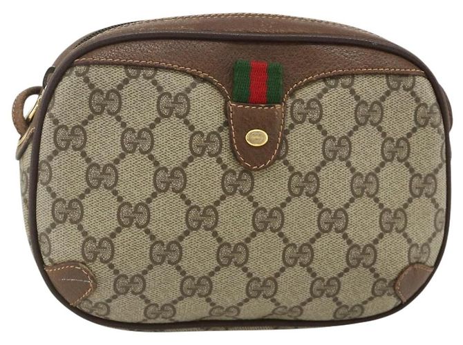 Borsa Gucci GG Supreme Web Sherry Line PVC Beige Oro 89 02 066 Auth ep14029 D'oro - vista 13