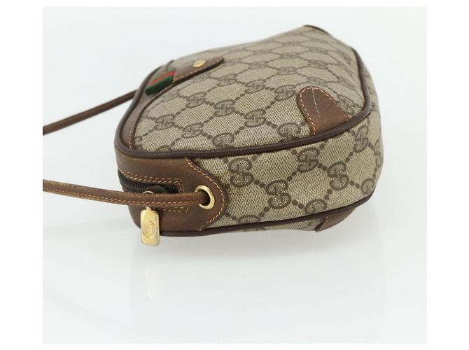 Borsa Gucci GG Supreme Web Sherry Line PVC Beige Oro 89 02 066 Auth ep14029 D'oro - vista 3