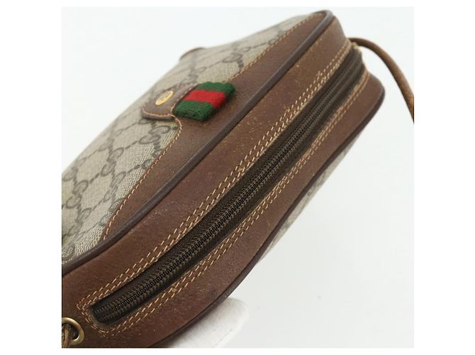Borsa Gucci GG Supreme Web Sherry Line PVC Beige Oro 89 02 066 Auth ep14029 D'oro - vista 6