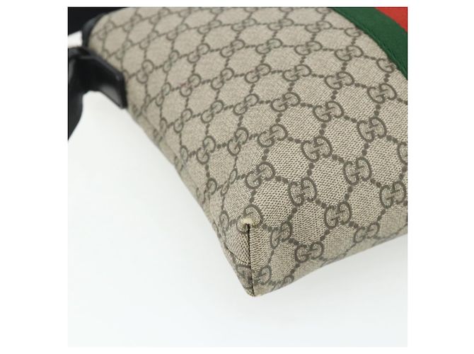 Gucci Borsa GG Supreme Web Sherry Line PVC Beige Argento 387111 Auth ka4079 - vista 14
