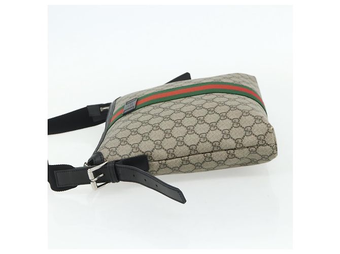 Gucci Borsa GG Supreme Web Sherry Line PVC Beige Argento 387111 Auth ka4079 - vista 3