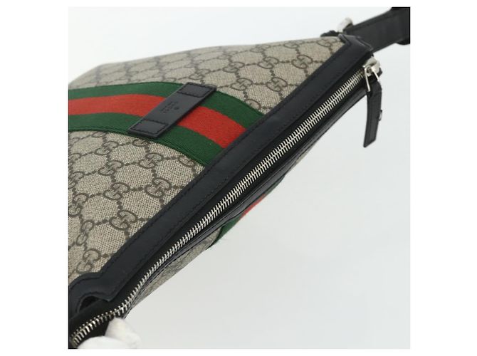 Gucci Borsa GG Supreme Web Sherry Line PVC Beige Argento 387111 Auth ka4079 - vista 6