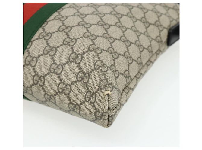 Gucci Borsa GG Supreme Web Sherry Line PVC Beige Argento 387111 Auth ka4079 - vista 9