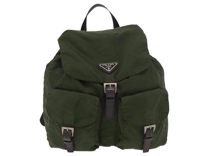 PRADA Backpack Nylon Khaki Silver Auth yk20253 Silvery - view 13