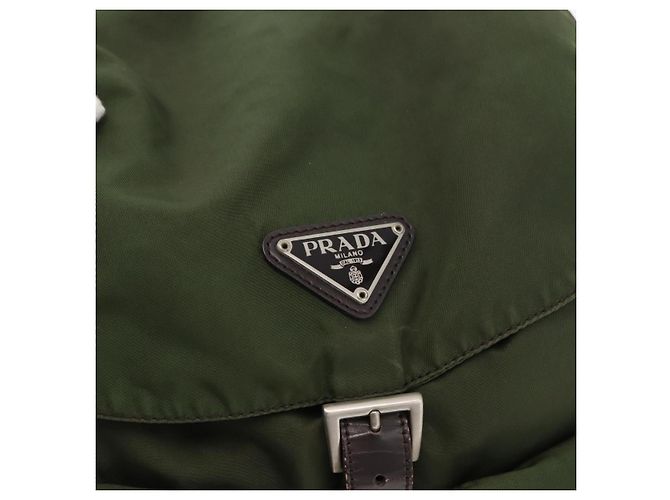 PRADA Backpack Nylon Khaki Silver Auth yk20253 Silvery - view 21
