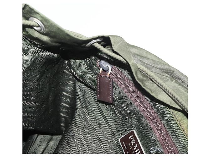 PRADA Backpack Nylon Khaki Silver Auth yk20253 Silvery - view 28