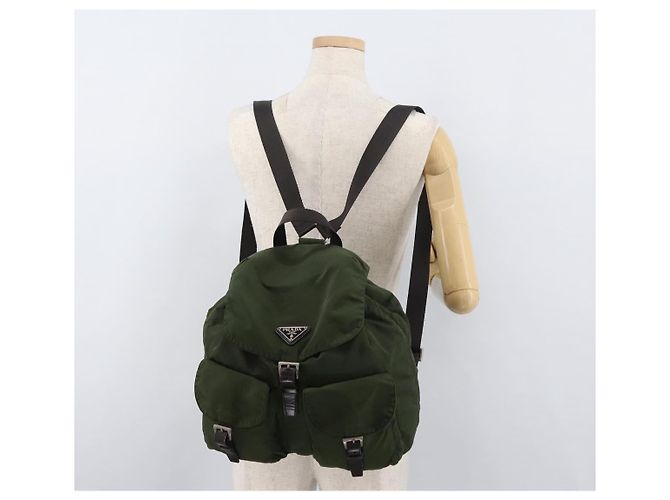 PRADA Backpack Nylon Khaki Silver Auth yk20253 Silvery - view 31