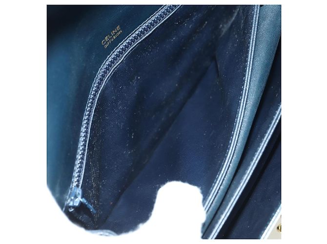 Céline Borsa a Spalla CELINE Triomphe in Pelle Blu Navy e Oro Auth mr2338V D'oro - vista 12