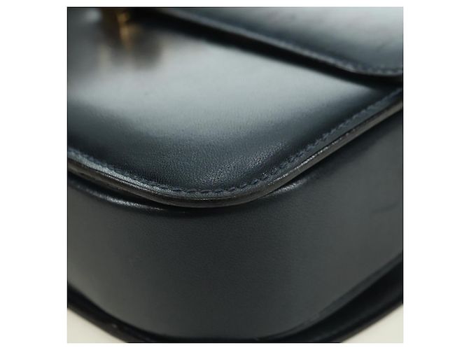 Céline Borsa a Spalla CELINE Triomphe in Pelle Blu Navy e Oro Auth mr2338V D'oro - vista 14