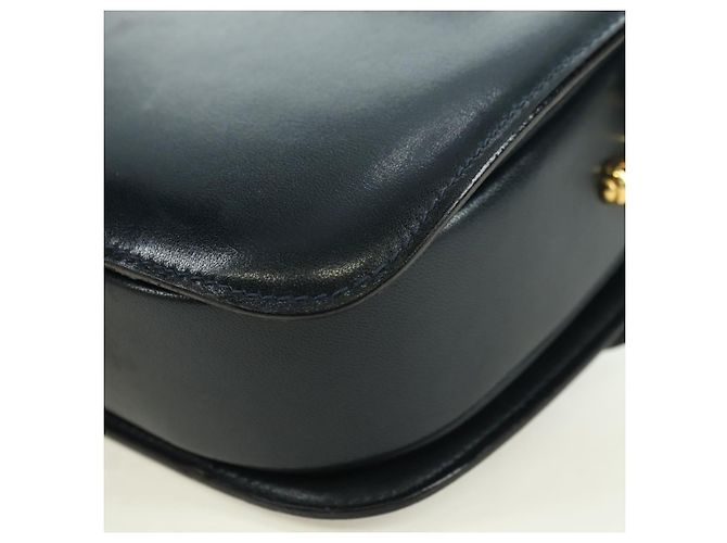 Céline Borsa a Spalla CELINE Triomphe in Pelle Blu Navy e Oro Auth mr2338V D'oro - vista 16