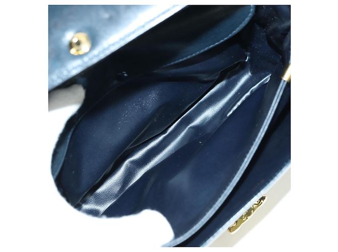 Céline Borsa a Spalla CELINE Triomphe in Pelle Blu Navy e Oro Auth mr2338V D'oro - vista 19