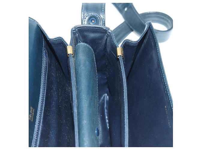 Céline Borsa a Spalla CELINE Triomphe in Pelle Blu Navy e Oro Auth mr2338V D'oro - vista 21