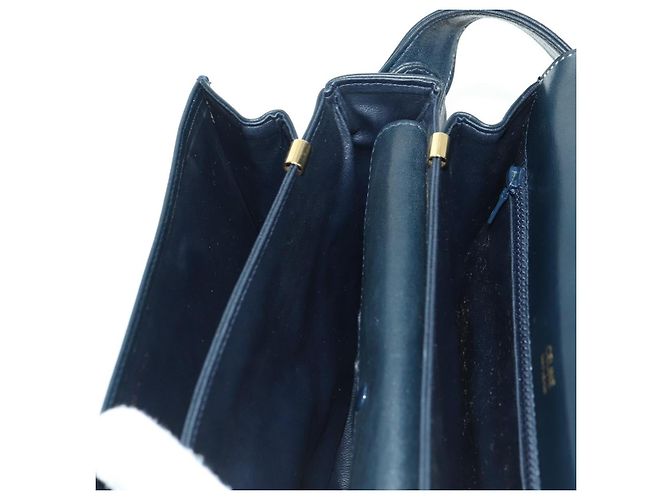 Céline Borsa a Spalla CELINE Triomphe in Pelle Blu Navy e Oro Auth mr2338V D'oro - vista 22
