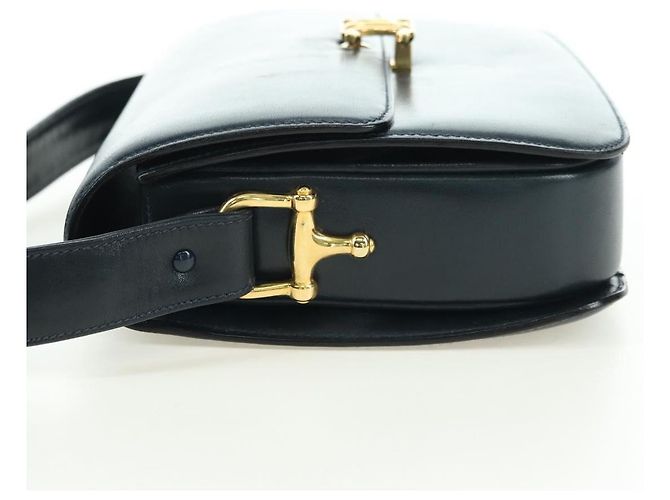 Céline Borsa a Spalla CELINE Triomphe in Pelle Blu Navy e Oro Auth mr2338V D'oro - vista 3