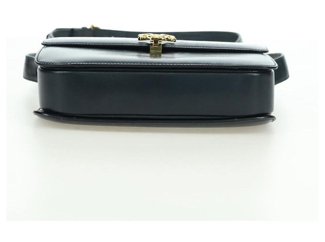 Céline Borsa a Spalla CELINE Triomphe in Pelle Blu Navy e Oro Auth mr2338V D'oro - vista 5