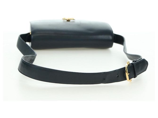 Céline Borsa a Spalla CELINE Triomphe in Pelle Blu Navy e Oro Auth mr2338V D'oro - vista 7
