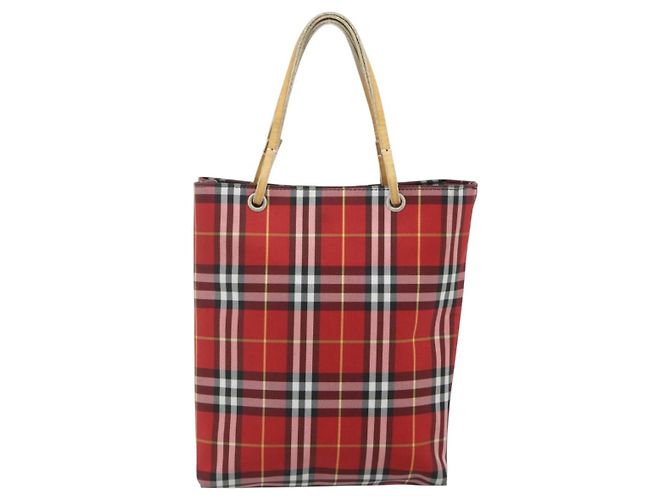 Bolsa de mão em nylon com estampa Nova Check Burberry vermelha e prata autêntica bs34680 Vermelho - vista 2