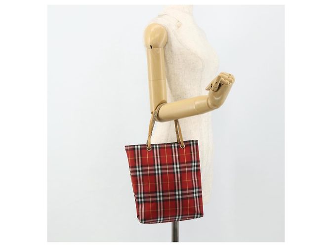 Bolsa de mão em nylon com estampa Nova Check Burberry vermelha e prata autêntica bs34680 Vermelho - vista 20
