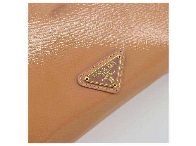 Borsa a spalla PRADA in pelle verniciata rosa oro Auth am11436 D'oro - vista 19