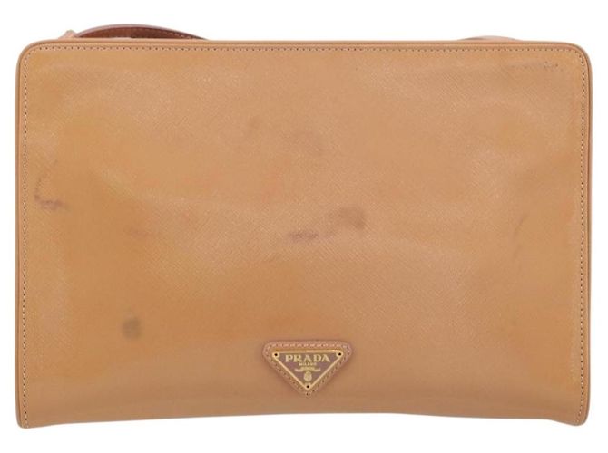 Borsa a spalla PRADA in pelle verniciata rosa oro Auth am11436 D'oro - vista 2