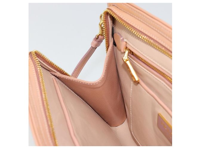 Borsa a spalla PRADA in pelle verniciata rosa oro Auth am11436 D'oro - vista 23