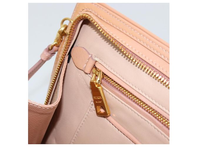 Borsa a spalla PRADA in pelle verniciata rosa oro Auth am11436 D'oro - vista 24
