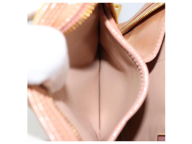 Borsa a spalla PRADA in pelle verniciata rosa oro Auth am11436 D'oro - vista 27
