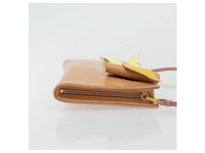 Borsa a spalla PRADA in pelle verniciata rosa oro Auth am11436 D'oro - vista 3