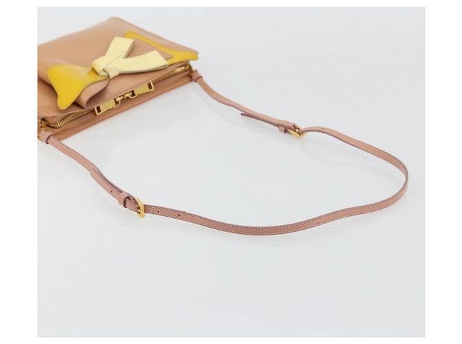 Borsa a spalla PRADA in pelle verniciata rosa oro Auth am11436 D'oro - vista 7