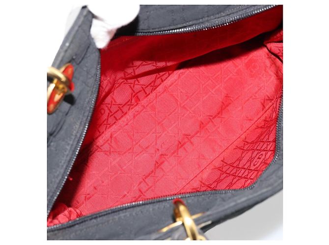 Christian Dior Borsa Lady Dior in nylon nero e oro Auth 168872 D'oro - vista 11